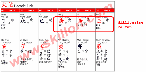 feng shui Bazi profiling the rich and famous